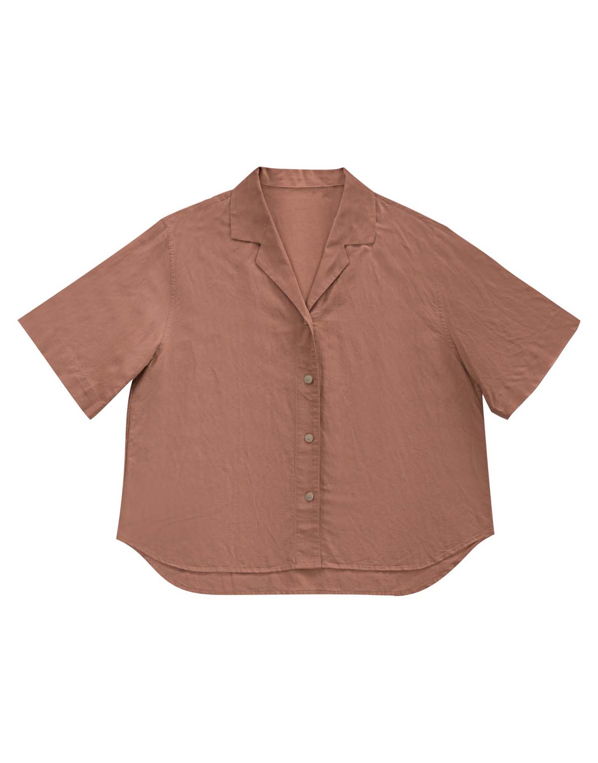 Linen Blazer Collar Short Shirt-107-1